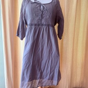 Gray Cotton Embroidered Dress